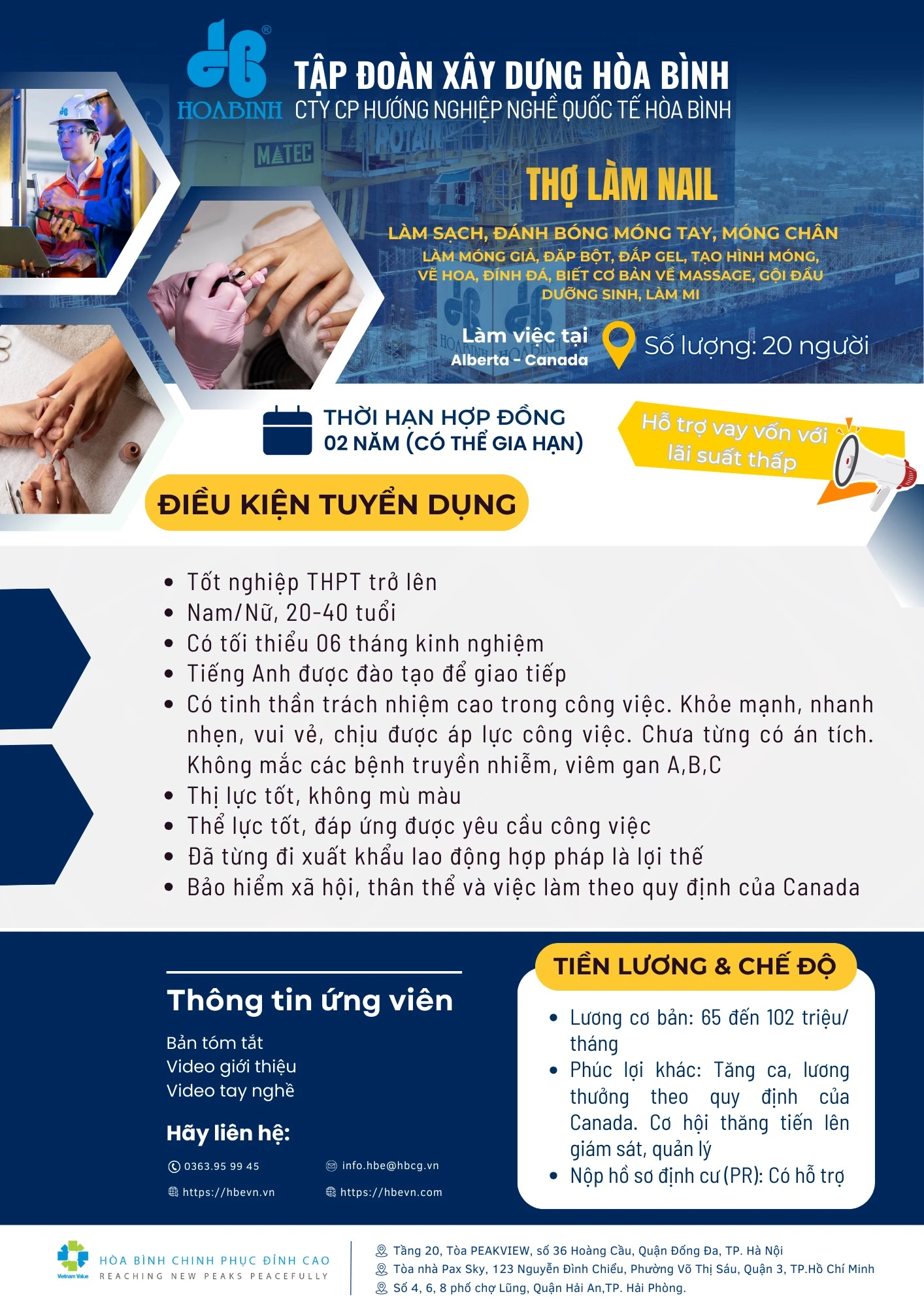 Tuyển dụng 20 thợ làm nail tại Canada